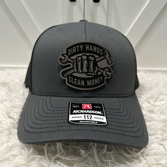 Laser engraved Dirty Hands Clean Money Trucker Richardson 112 Hat. - Picture 2 of 2